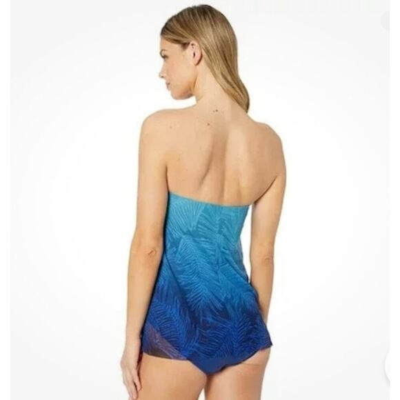 Lauren Ralph Lauren Ombre Palm Flyaway Convertible One-Piece NEW Size 10 - Picture 2 of 7